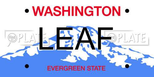 LEAF Washington License Plate