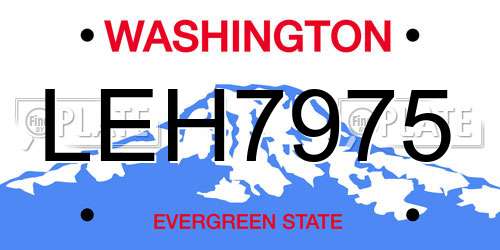 LEH7975 Washington License Plate