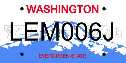 LEM006J Washington License Plate