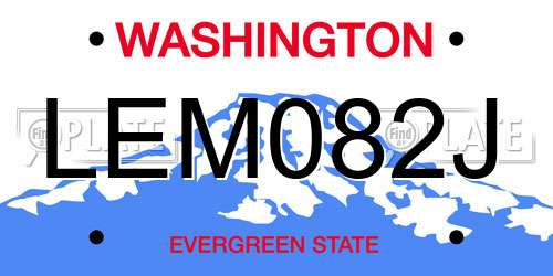 LEM082J Washington License Plate