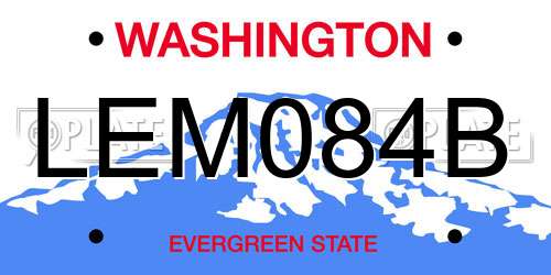 LEM084B Washington License Plate