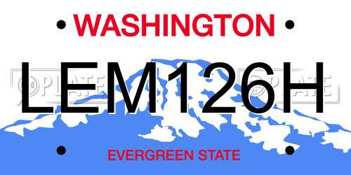 LEM126H Washington License Plate