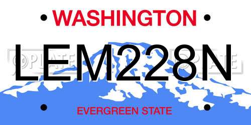 LEM228N Washington License Plate