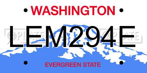 LEM294E Washington License Plate