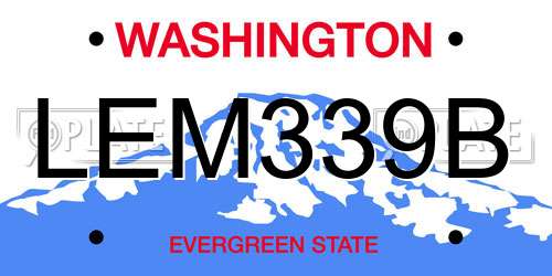 LEM339B Washington License Plate