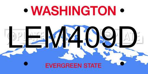 LEM409D Washington License Plate
