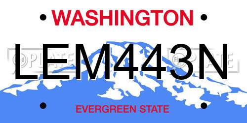 LEM443N Washington License Plate