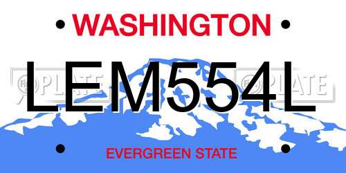 LEM554L Washington License Plate