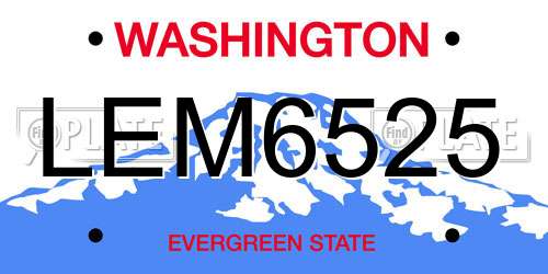 LEM6525 Washington License Plate