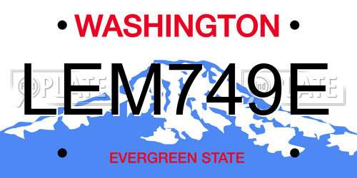 LEM749E Washington License Plate