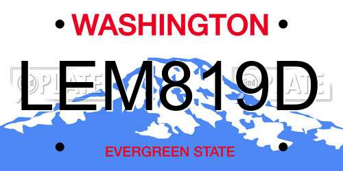 LEM819D Washington License Plate