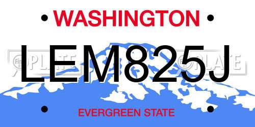 LEM825J Washington License Plate
