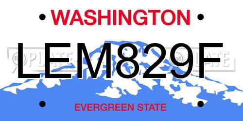 LEM829F Washington License Plate