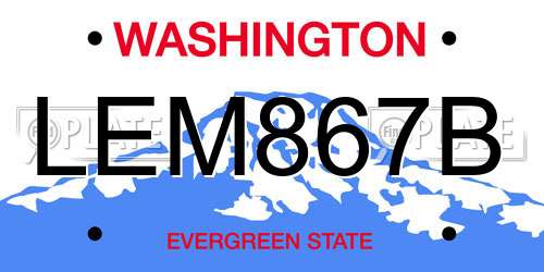 LEM867B Washington License Plate