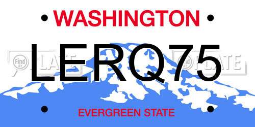 LERQ75 Washington License Plate