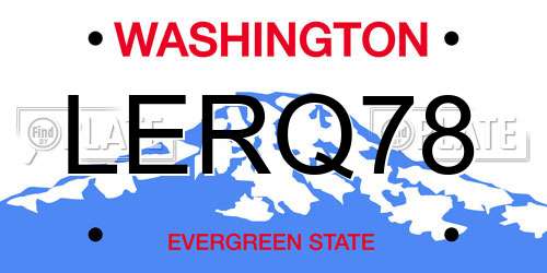 LERQ78 Washington License Plate