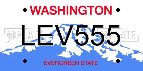 LEV555 Washington License Plate