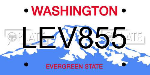 LEV855 Washington License Plate