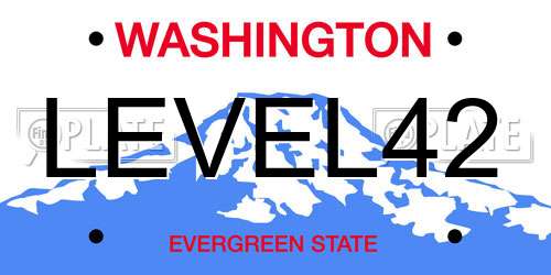 LEVEL42 Washington License Plate