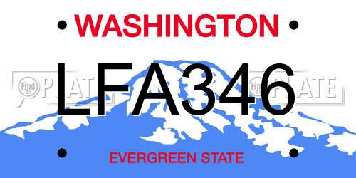 LFA346 Washington License Plate
