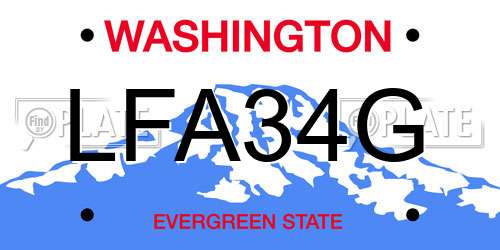 LFA34G Washington License Plate