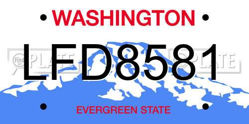 LFD8581 Washington License Plate