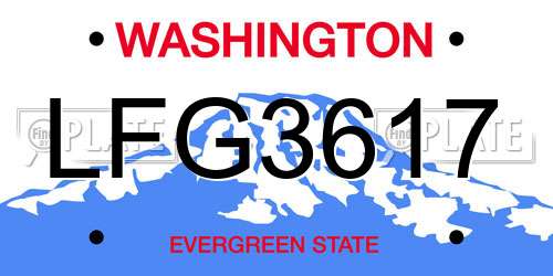 LFG3617 Washington License Plate