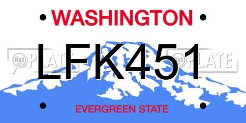 LFK451 Washington License Plate