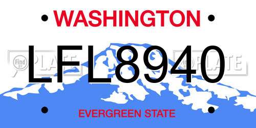 LFL8940 Washington License Plate