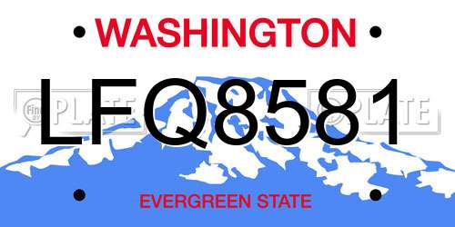 LFQ8581 Washington License Plate