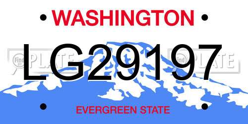 LG29197 Washington License Plate