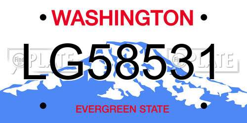 LG58531 Washington License Plate
