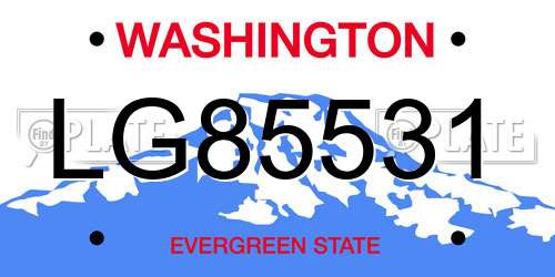 LG85531 Washington License Plate