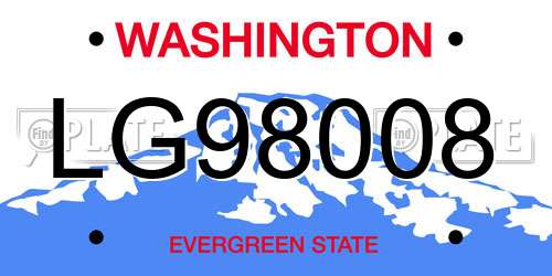 LG98008 Washington License Plate