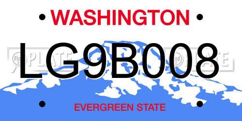 LG9B008 Washington License Plate