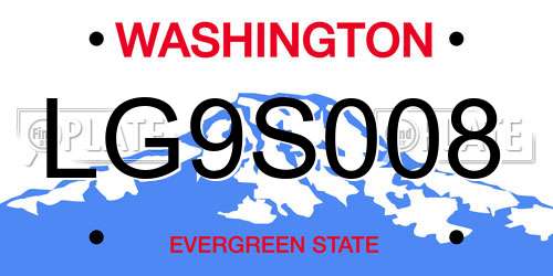 LG9S008 Washington License Plate