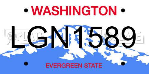 LGN1589 Washington License Plate