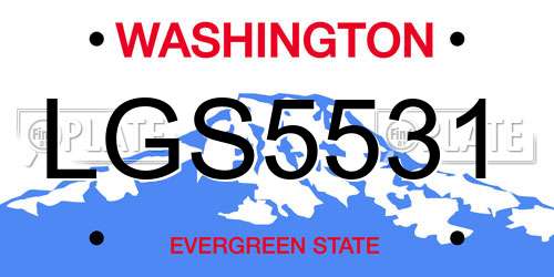 LGS5531 Washington License Plate