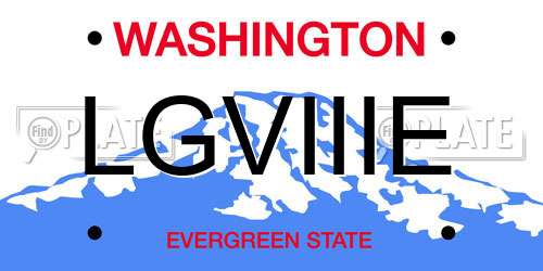 LGVIIIE Washington License Plate