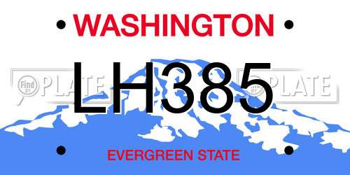 LH385 Washington License Plate
