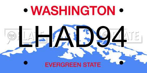 LHAD94 Washington License Plate
