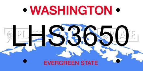 LHS3650 Washington License Plate