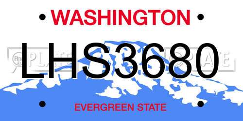 LHS3680 Washington License Plate