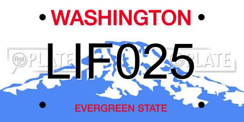 LIF025 Washington License Plate