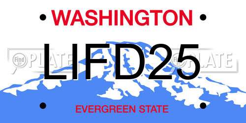 LIFD25 Washington License Plate