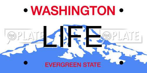 LIFE Washington License Plate
