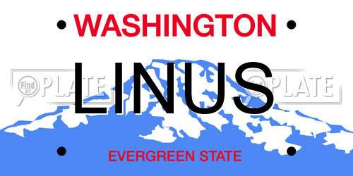 LINUS Washington License Plate