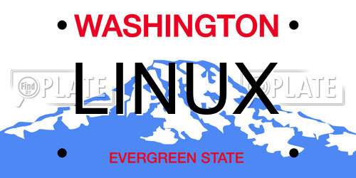 LINUX Washington License Plate