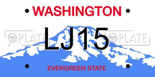 LJ15 Washington License Plate