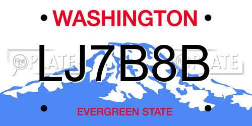 LJ7B8B Washington License Plate